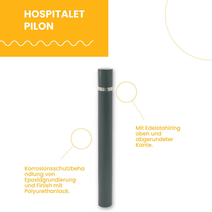 PARKING FACIL - Hospitalet Poller zum Einbetten in den Boden - Ø 90 x 1000 mm hoch - 3,5 mm dick - F