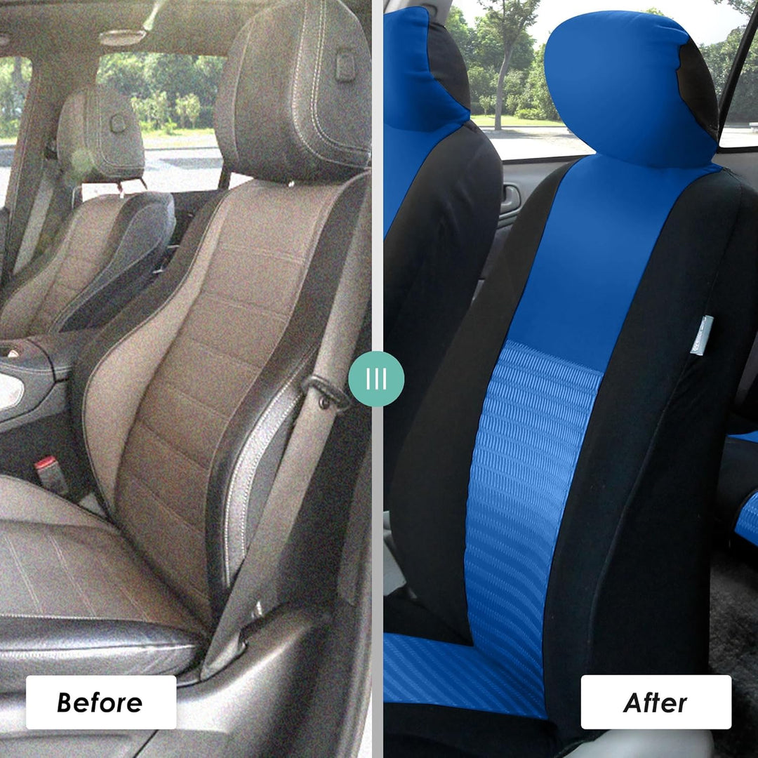 FH GROUP FB060115 Trendy Elegance Full Set car seat Covers (Airbag & Split Ready), Blue, Blue