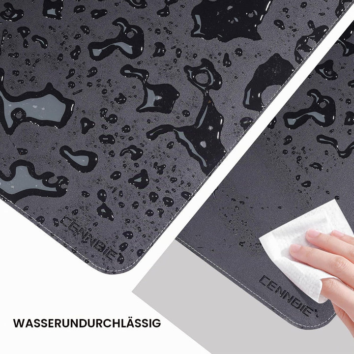 CENNBIE Schreibtischunterlage Leder, 90 x 40 cm Mauspad XXL, Erweitertes schreibtischunterlage Filz,