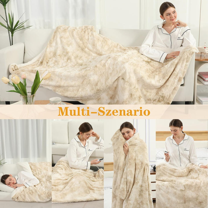 COZYTY Wärmedecke – Heizdecke Mit Abschaltautomatik 130×180cm, 6 Heizstufen & 10h Auto-Abschaltung,