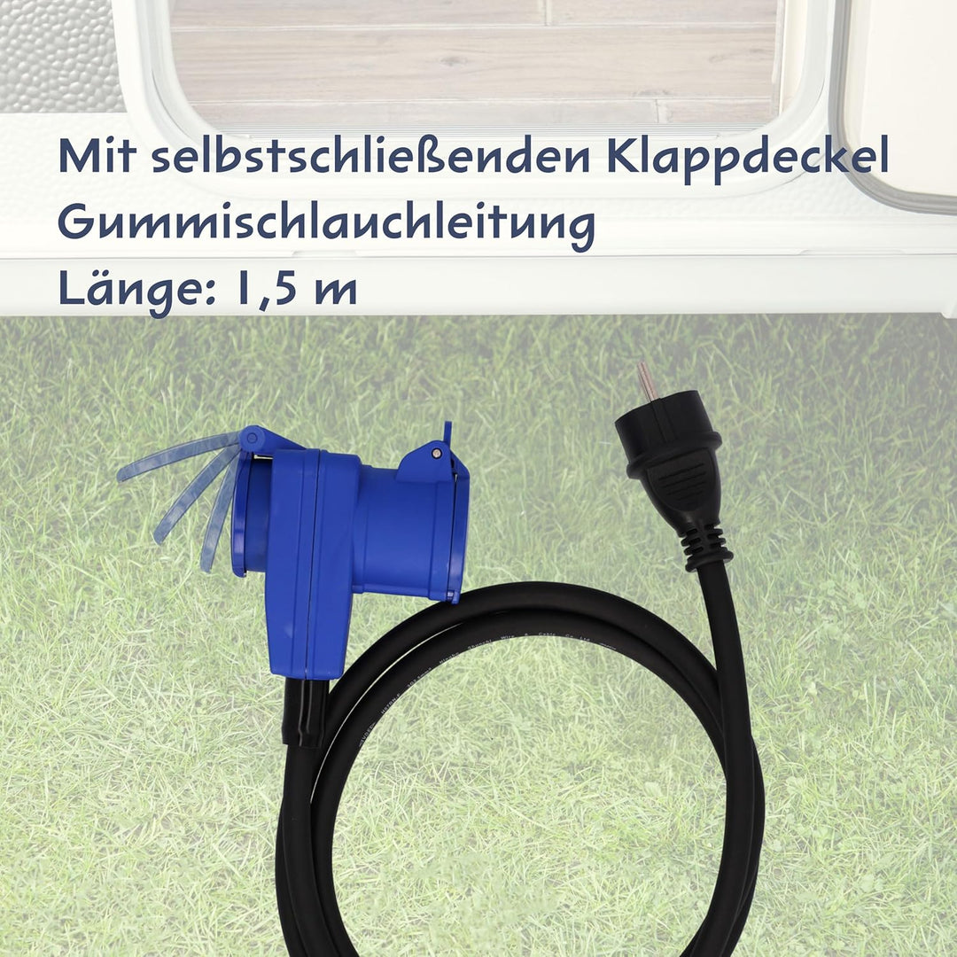 cartrend Explorer CEE Adapter mit CEE-Winkelkupplung und Schutzkontaktstecker, zum Anschluss von Woh