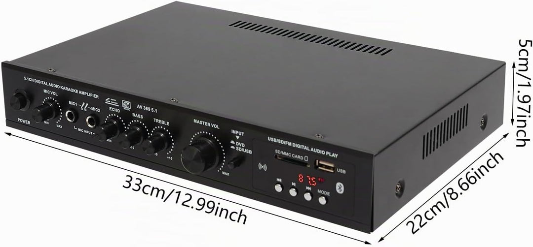 Audioverstärker HiFi Verstärker 300W Stereo Audio Streaming Bluetooth-Audio-Verstärker 5.1 Kanäle Re