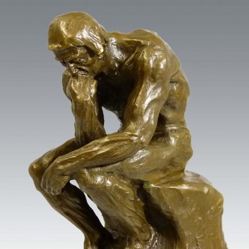 Kunst & Ambiente - Grosse Moderne Bronzeplastik - Der Denker - Auguste Rodin Skulptur auf Marmorsock