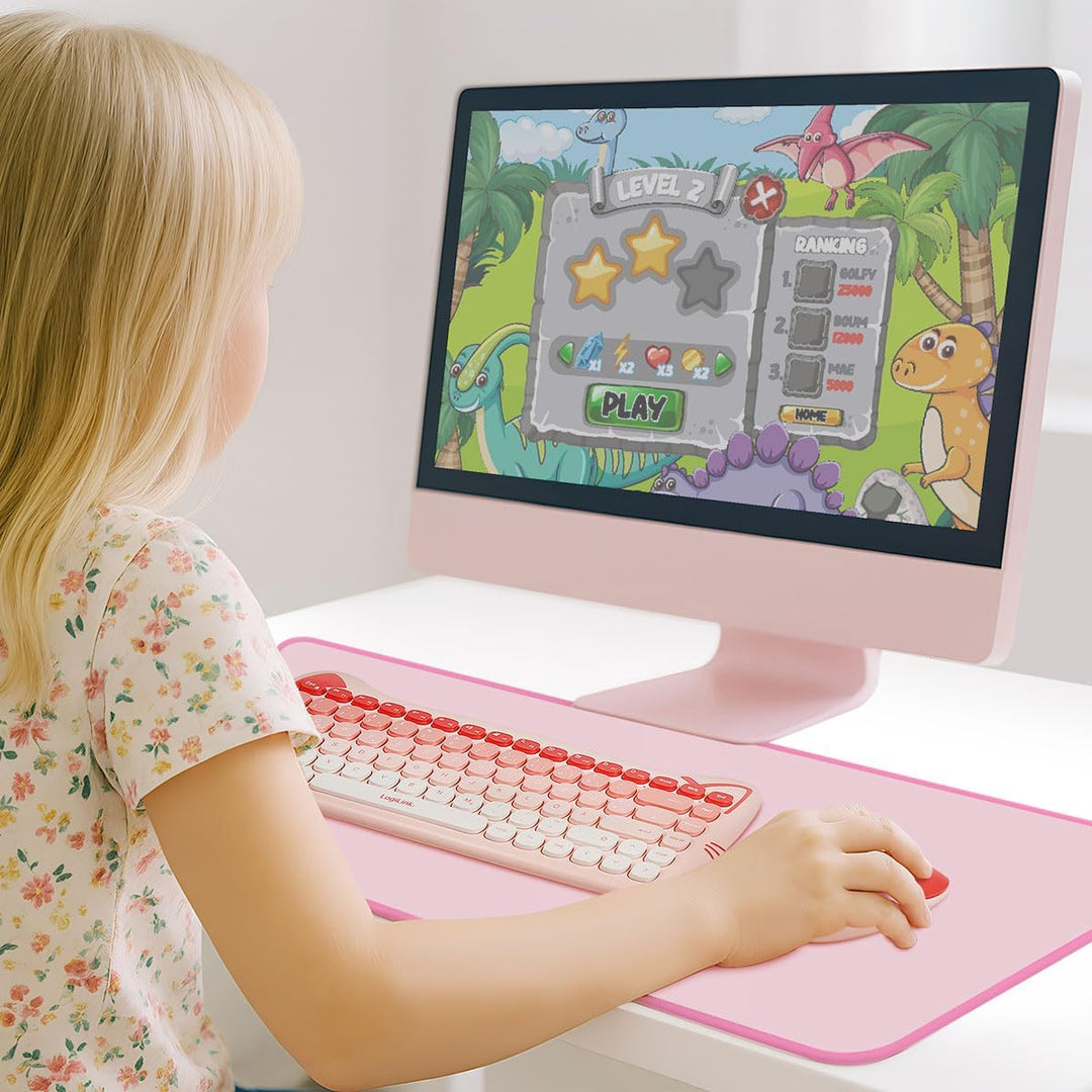 LogiLink kabellose 2,4 GHz kindgerechte Tastatur-Maus-Kombi 1600 DPI QWERTZ-Layout Windows MAC 85 Ta