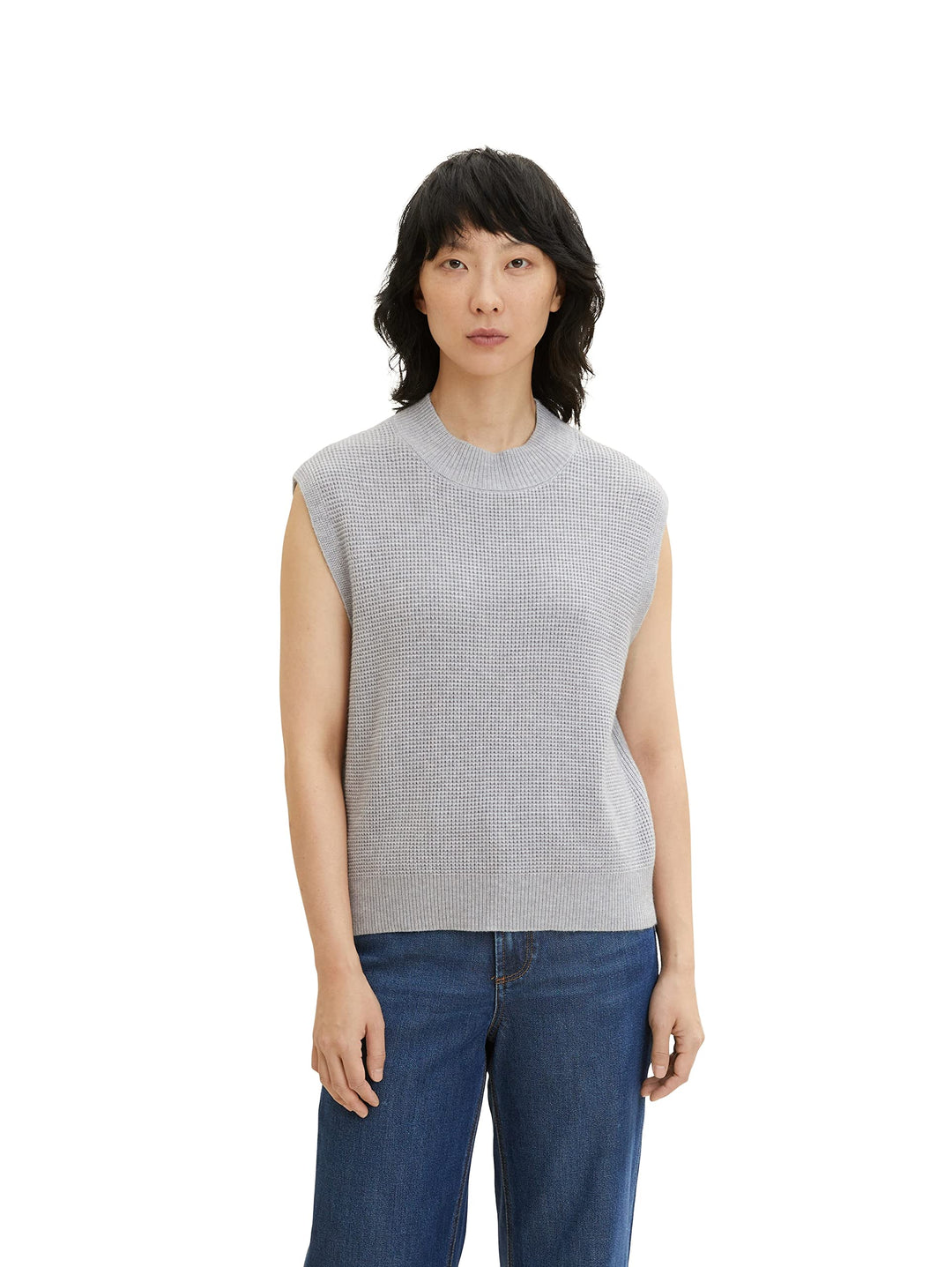 TOM TAILOR Damen Pullunder mit Rollkragen XXL 30282 - Concrete Grey Melange, XXL 30282 - Concrete Gr