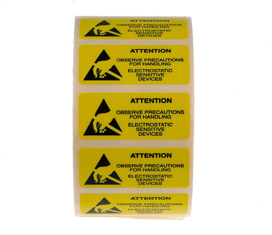 RS PRO 1000 ESD-Aufkleber, Englisch, Gelb, Achtung, H 38 mm B 16mm, Packung a 1000 Stück