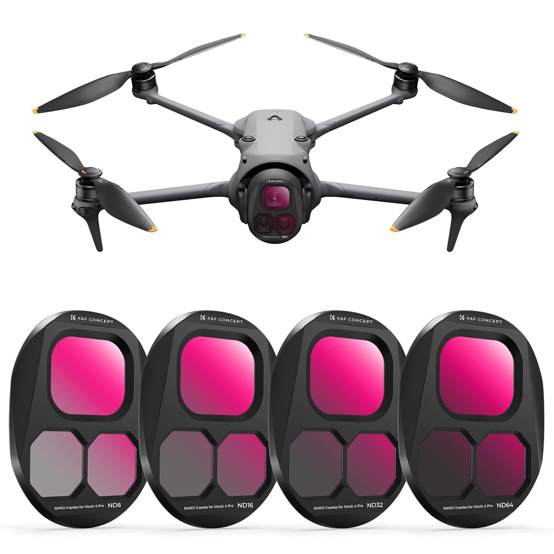 K&F Concept Push-in Fit ND Filter Kit Kompatibel mit DJI Mavic 4 PRO, ND8 ND16 ND32 ND64 4er Pack Ne