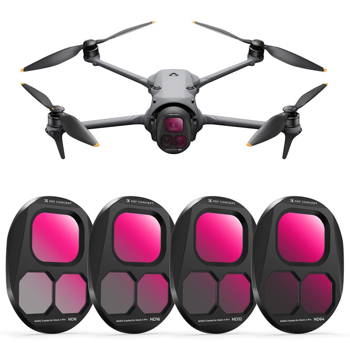 K&F Concept Push-in Fit ND Filter Kit Kompatibel mit DJI Mavic 4 PRO, ND8 ND16 ND32 ND64 4er Pack Ne