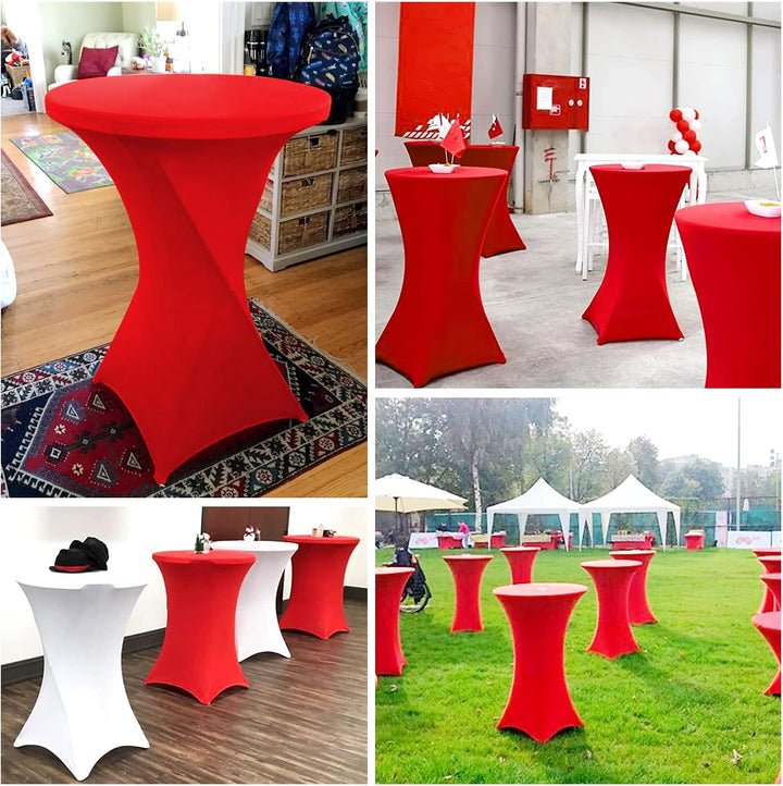 3 Stück Rot Stehtisch Hussen Stehtische, Stehtischhusse für Ø 80-85 cm Stehtische und Bistrotische,