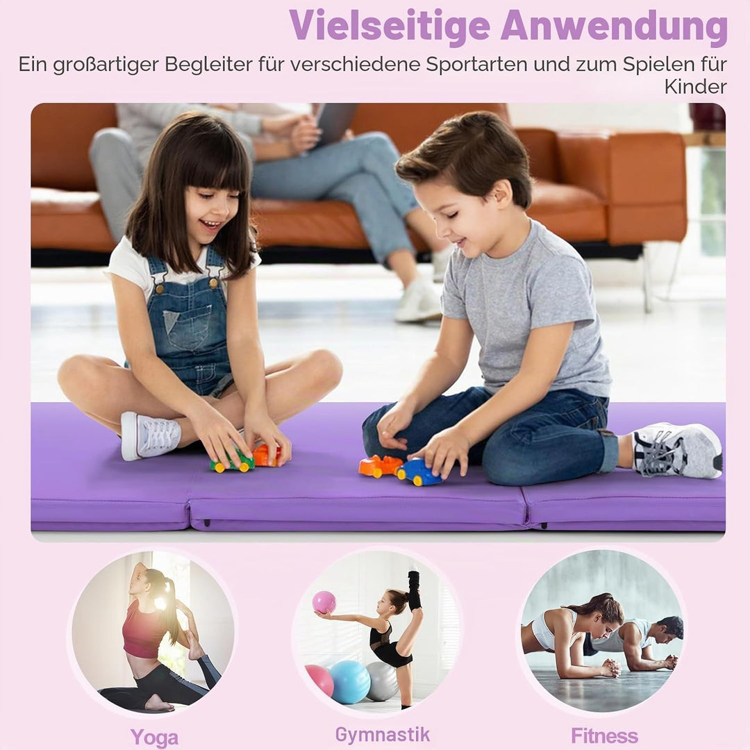 KOMFOTTEU Gymnastikmatte faltbar, Weichbodenmatte 180x60x5cm Fitnessmatte, Turnmatte dick mit Trageg