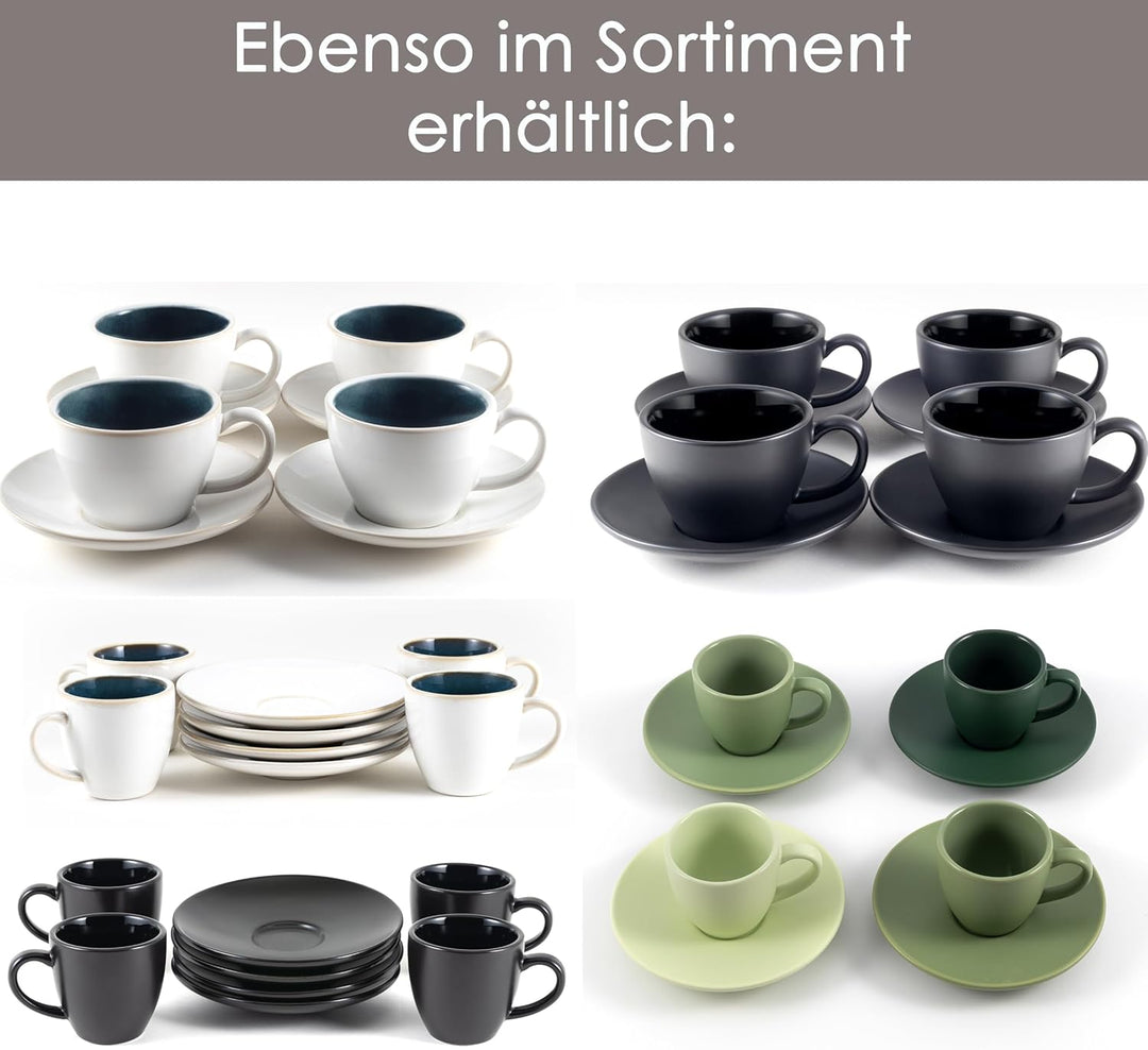 Hanseküche Espressotassen Set aus Steingut – Hochwertiges 4er Set, handgefertigt &amp; dickwandig, Stein