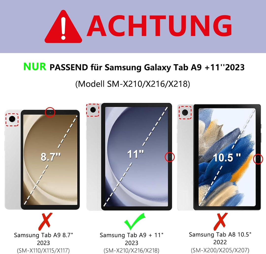aMZCaSE Bluetooth-Tastaturgehäuse für Samsung Galaxy Tab A9+/ A9 Plus 11 Zoll 2023(SM-X210/X216/X218