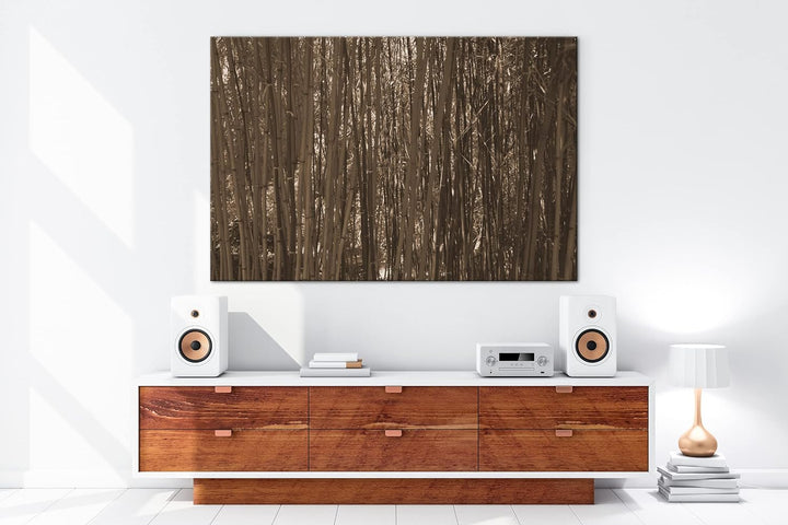 deyoli wildwachsender Bambus-Dschungel Effekt: Sepia, Format: 60x40 als Leinwandbild, Motiv fertig g