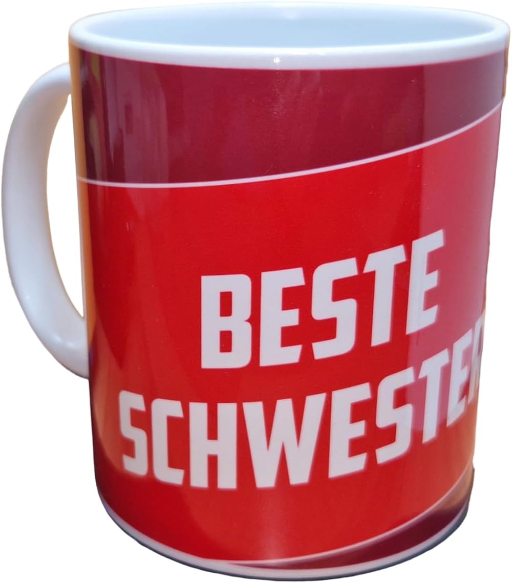FC Bayern München Tasse Sprüchetasse, Cup, Mug, Kaffeetasse, Tasse, Kaffeebecher (Beste Schwester)