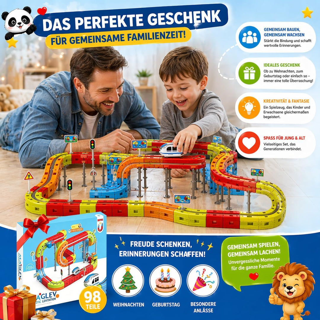 Elektrische Eisenbahn, Flexible Rennstrecke mit Faszinierenden 3D-Layouts, Magnetisches DIY-Eisenbah