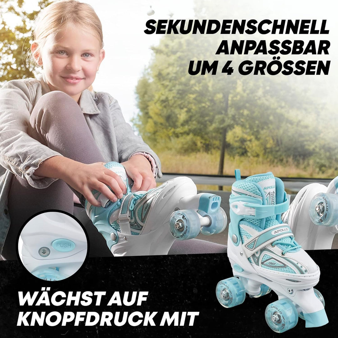 Apollo Super Quad X Pro | verstellbare Rollschuhe für Kinder | komfortable, grössenverstellbare LED