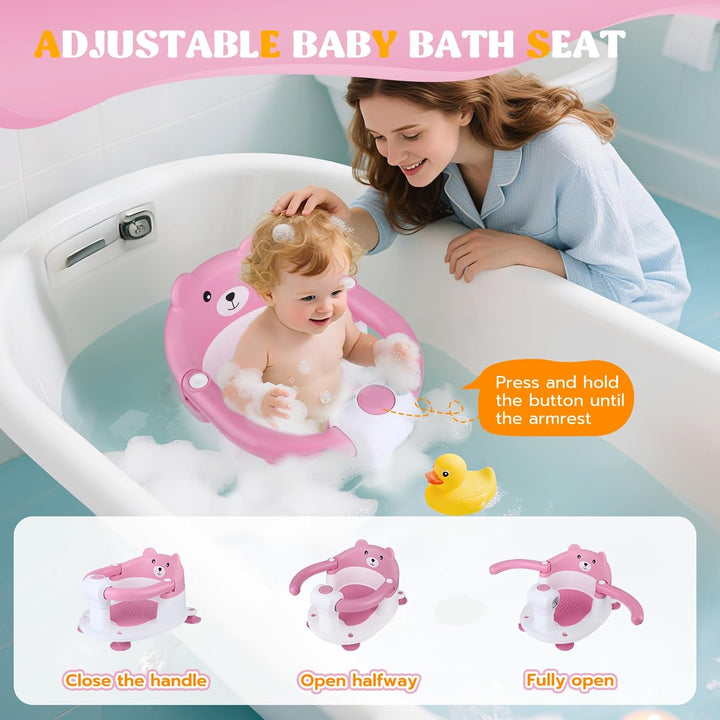 Badewannensitz Baby ab 6 Monate, Wissenschaftlicher Wirbelsäulenschutz, Mit 4 Starke Saugnäpfe und K