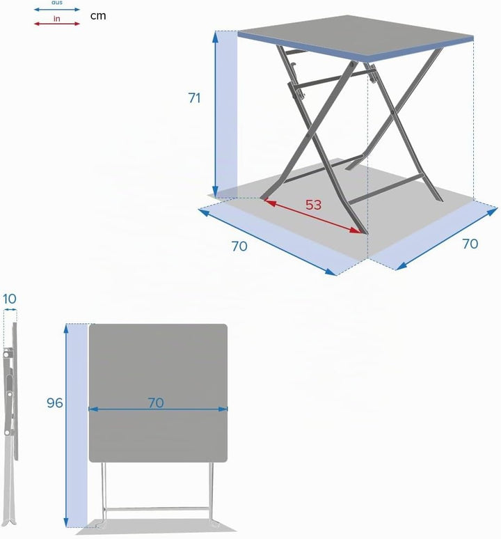Hespéride Quadratischer klappbarer gartentisch Greensboro senfgelb 2-sitzer aus epoxybehandeltem Sta