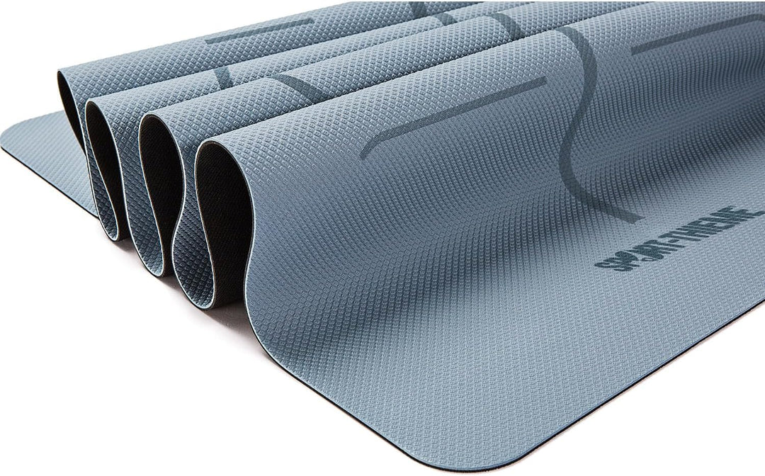 Sport-Thieme Yoga-Matte Slim | Extra dünn, direkter Bodenkontakt | 180x67 cm | Blaugrau-Schwarz | We