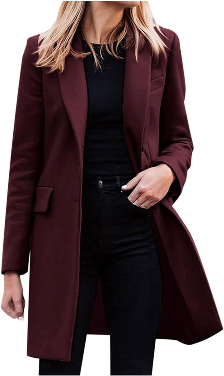 Winterdicke Winterjacke Damen Wolljacke Wollmantel Langarm Umlegekragen Übergangsjacke Hemdjacke Läs