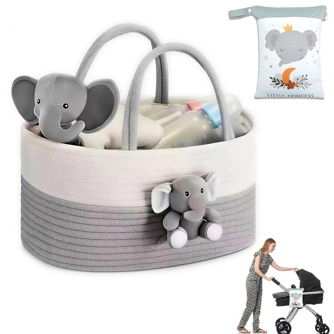 TechVizrs Baby Windel Caddy Korb, Multifunktionale Windelaufbewahrungskorb mit Windelaufbewahrungsta