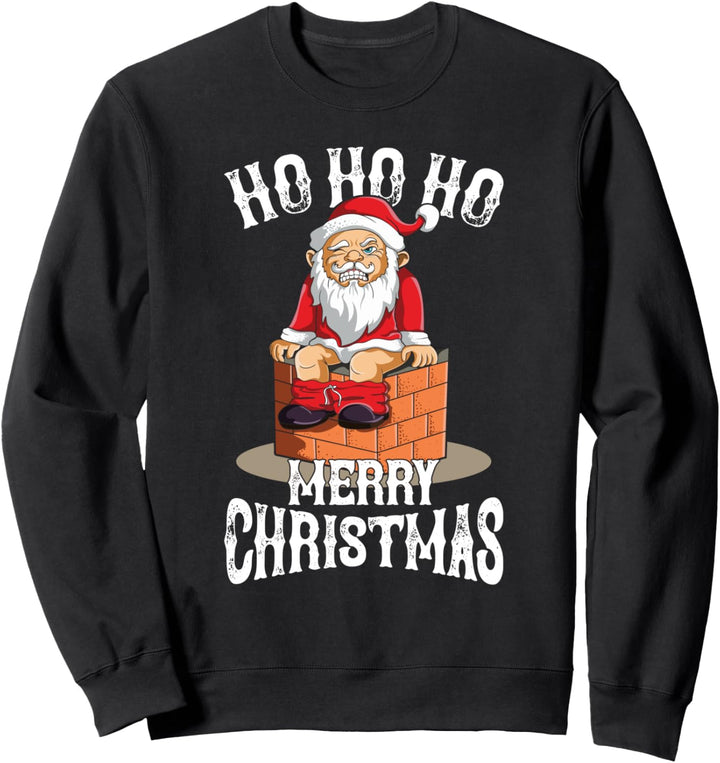 Frohe Weihnachten - Lustiger Kack-Weihnachtsmann auf Schornstein - XMas Sweatshirt