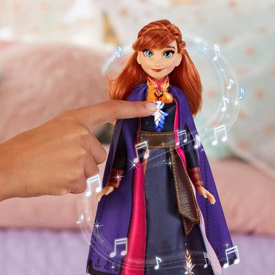 Hasbro Disney Frozen- Anna Cantante Elektronische Puppe mit Kleid, inspiriert von Film Frozen 2, meh
