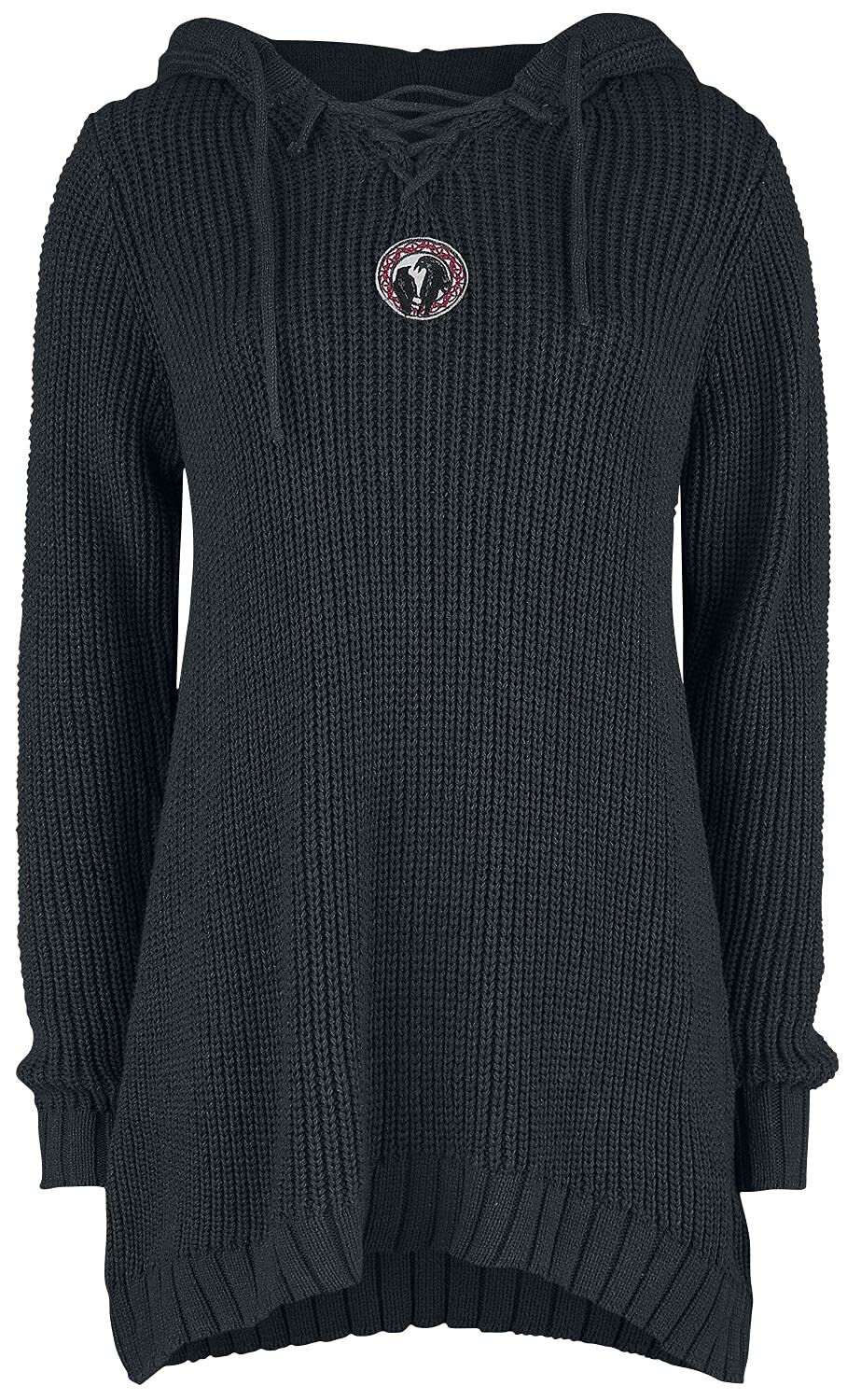 Black Premium by EMP Damen Strickpullover mit Kapuze und Schnürung