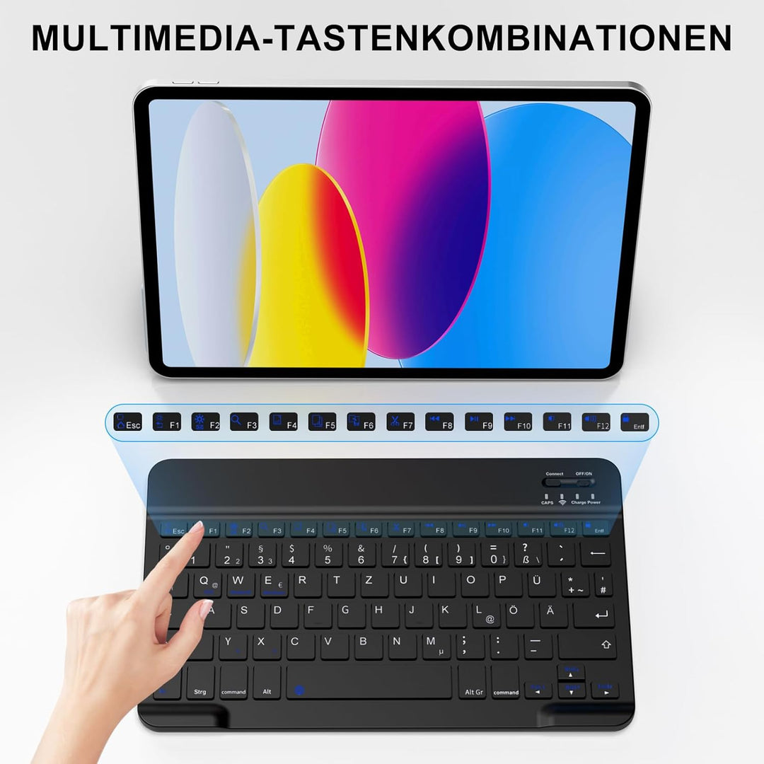 Ultradünn Deutsche Bluetooth Tastatur mit deutschem Layout QWERTZ für iPad Air/Pro/Mini/iPad 11/10.9