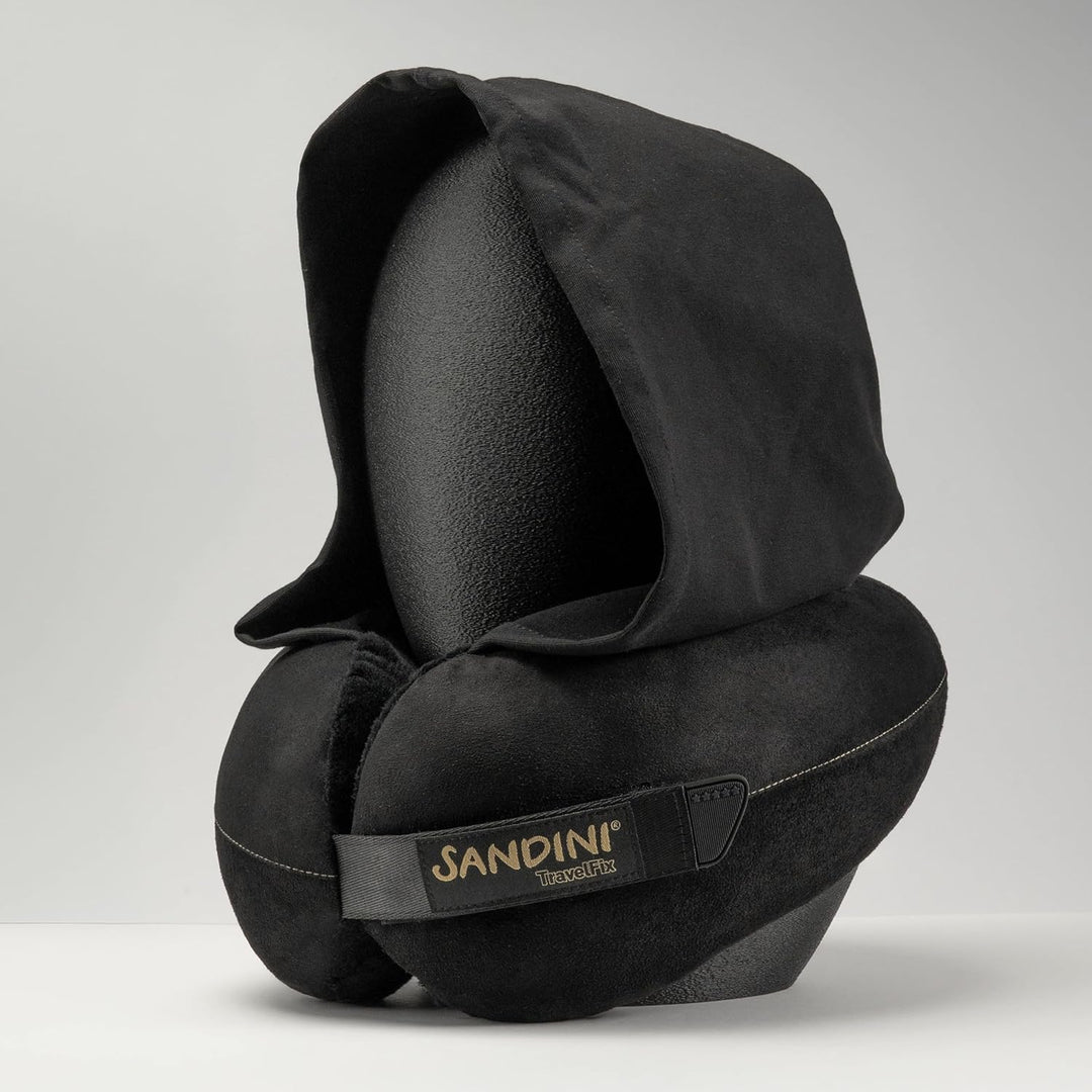 SANDINI TravelFix Hoodie Outlast – Premium Reisekissen/Nackenkissen mit ergonomischer Stützfunktion,
