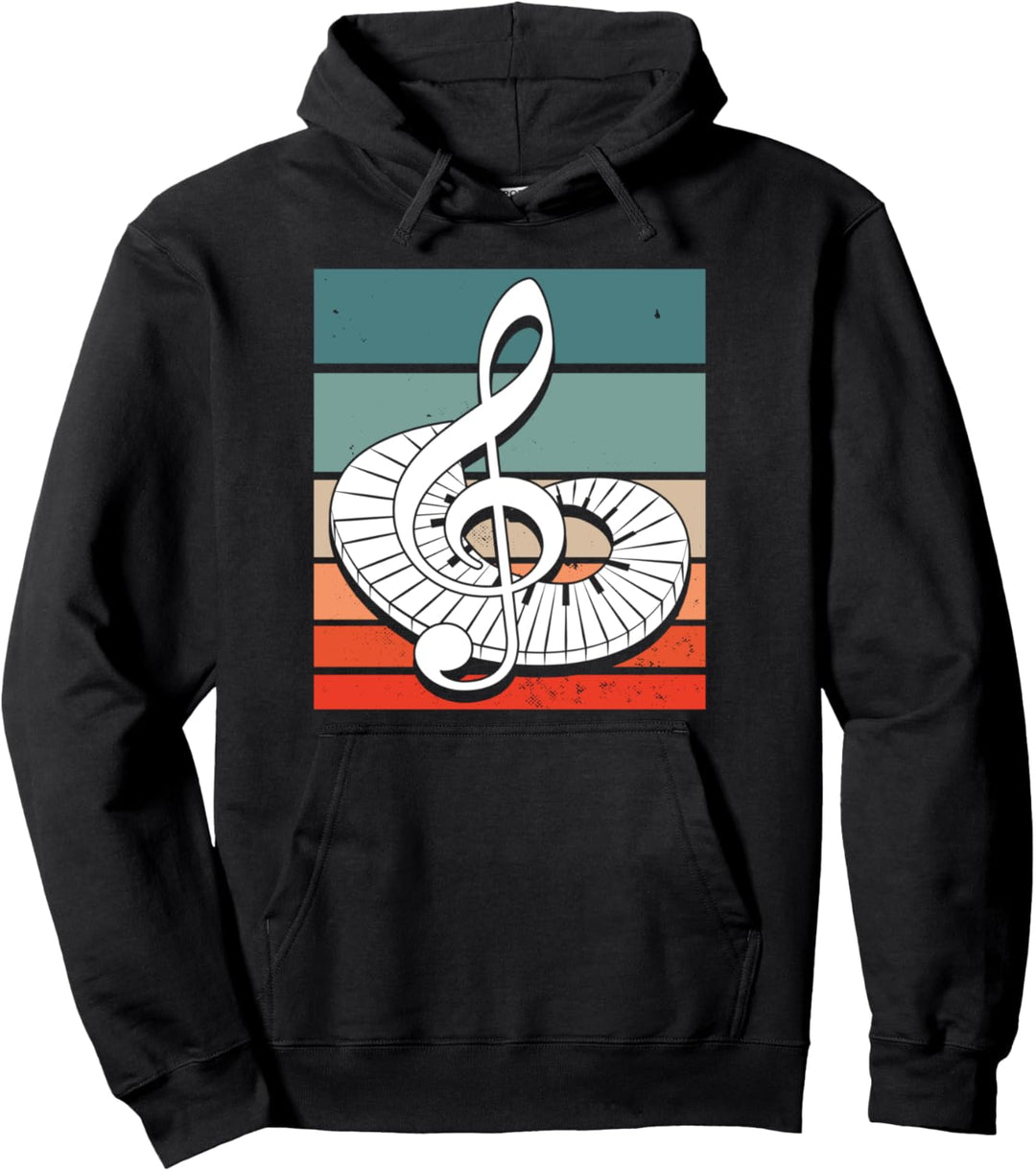 Vintage Notenschlüssel Noten Musik Pianist Klavier Geschenk Pullover Hoodie