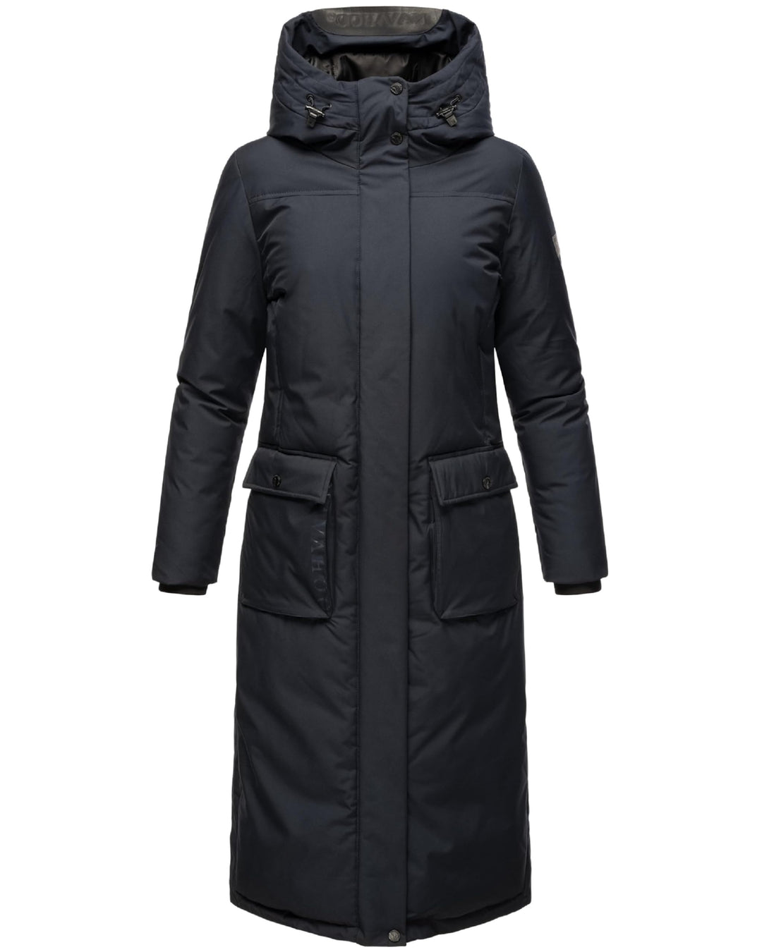 Navahoo Damen Wintermantel Warmer Mantel extralang mit Kapuze Wolkenfrost XIV XS-XXL L Navy, L Navy