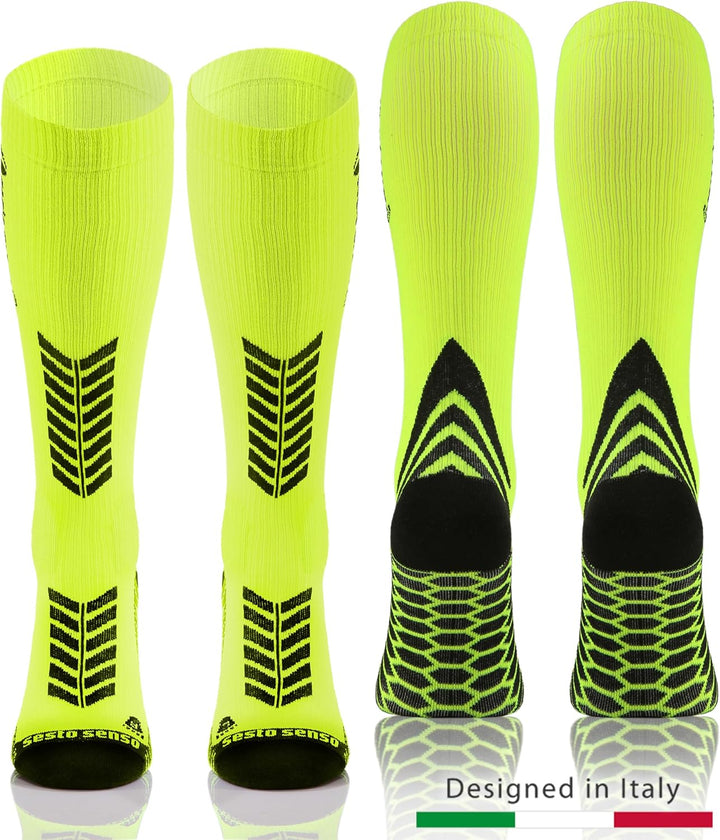 sesto senso 3 Paar Kompressionsstrümpfe Sport Damen Herren Bunt Hohe Sportsocken Laufsocken 35-38 3e