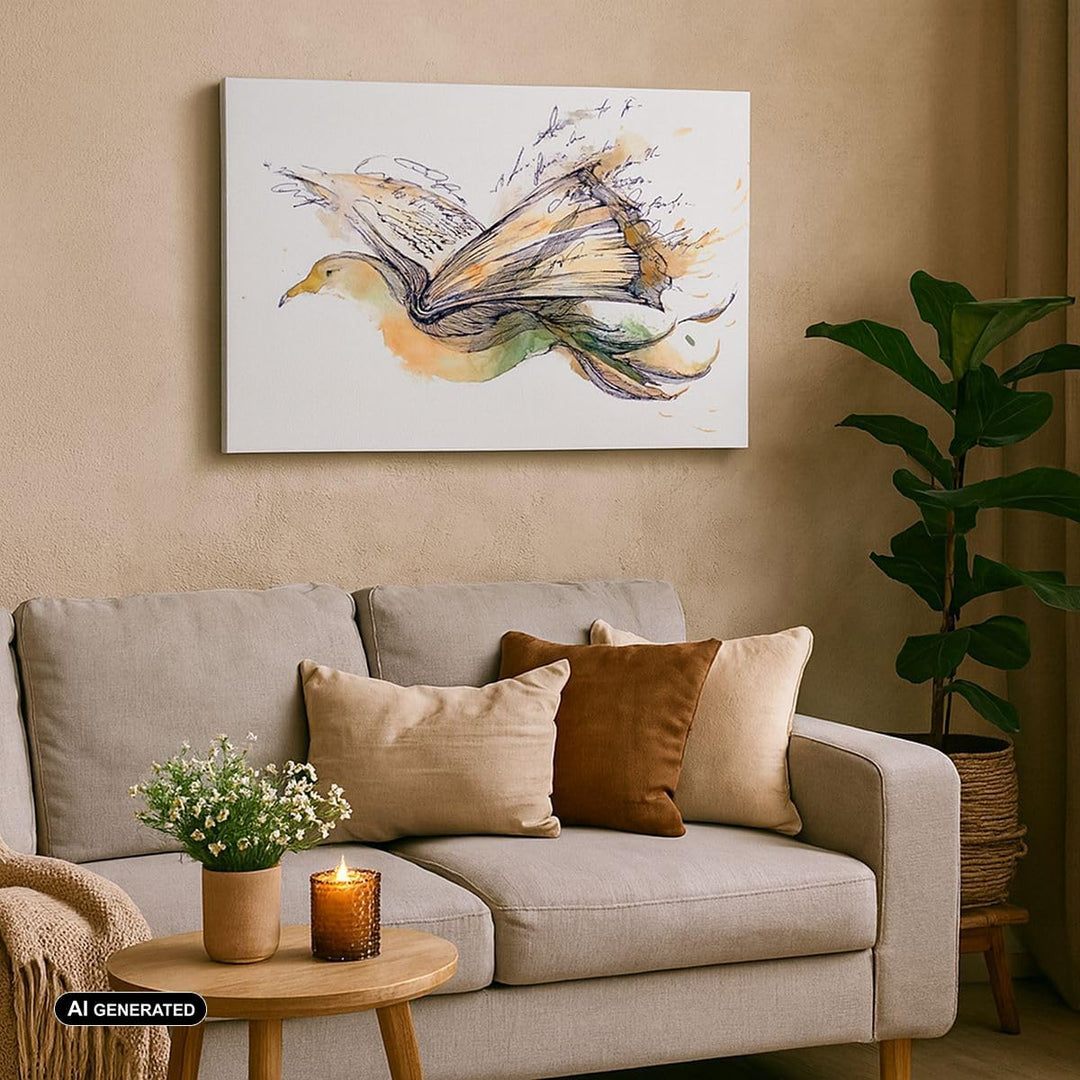 ARTTOR Bilder auf Leinwand Vogel Fantasie Konzept Leinwandbild 70x50cm Wandbilder Dekoration Wohnzim