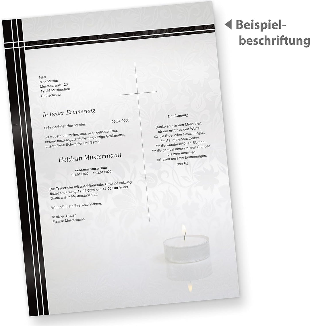 Briefpapier Set Trauer (500 Sets MIT Fenster) Set mit Briefbögen A4 und passende Trauerumschläge MIT