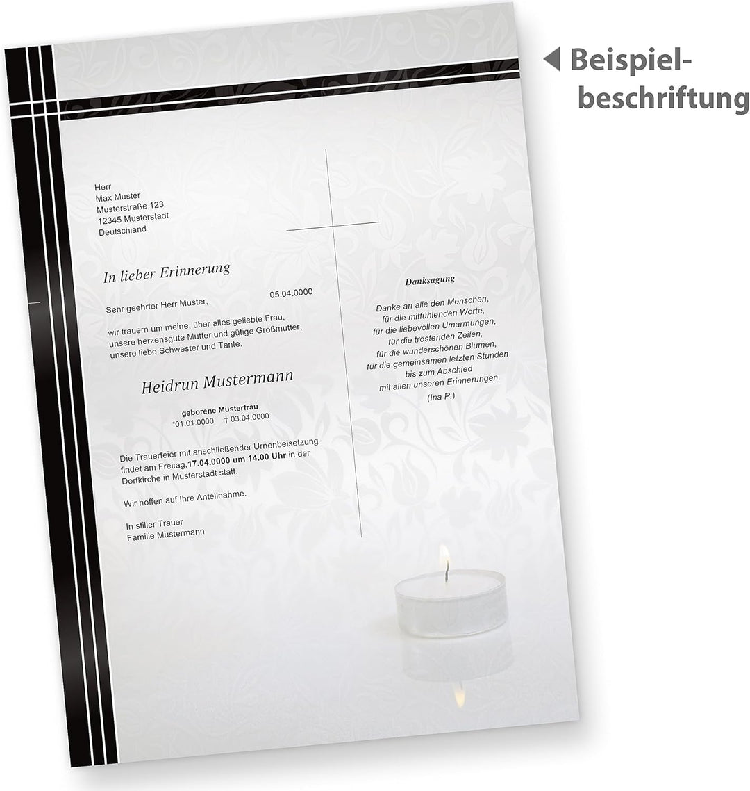 250 Sets Briefpapier Trauer Mit Umschläge ohne Fenster, DIN A4 90g Beidseitig, Oder andere Menge wäh