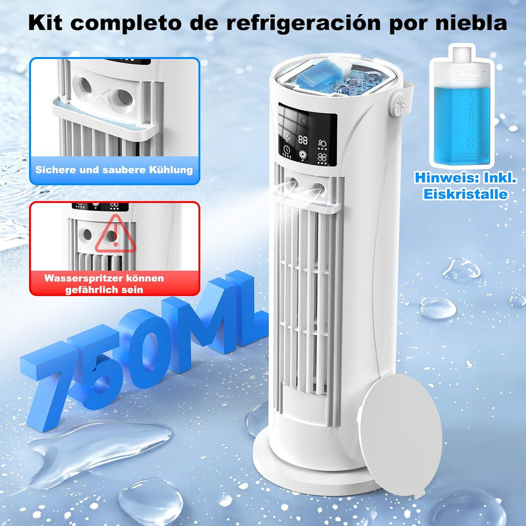 Mobile Klimaanlage – Mini Klimaanlage mit Kühl- und Befeuchtungsfunktion, Wassernebel-Technologie, 4