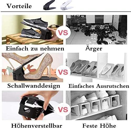 HENGMEI 10er Set Verstellbarer Schuhregal Set Schuhstapler Schuhhalter Schuhorganizer 3 höhenverstel