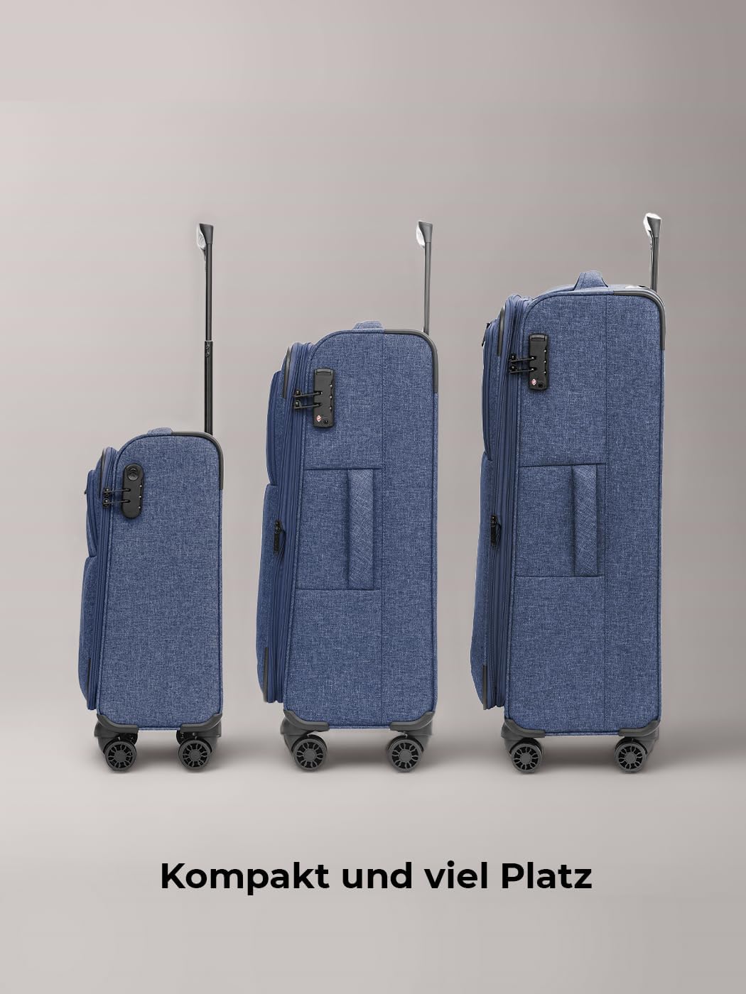REDOLZ Koffer-Set 3-teilig für Damen & Herren | leichte & stabile Reise-Trolleys, hochwertiges Softc