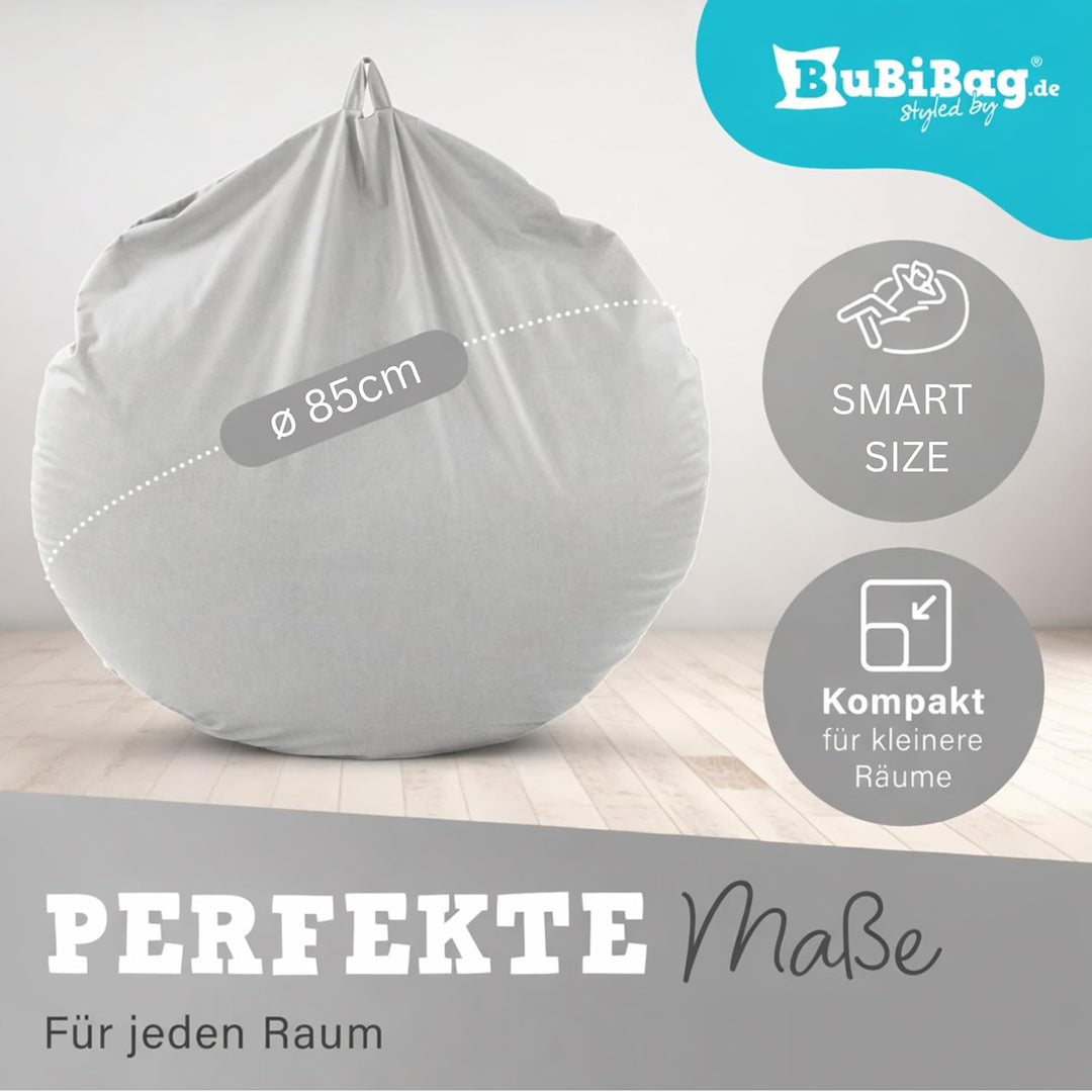 BuBiBag 2in1 Sitzsack L - XXL mit Füllung für Kinder &amp; Erwachsene, Gaming Beanbag &amp; Bodenkissen für