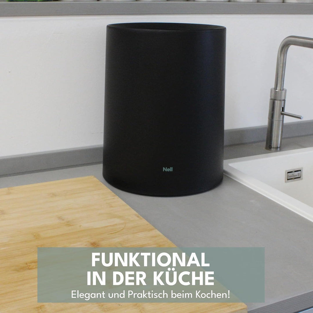 12L Mülleimer Schwarz Matt – Vielseitiger Badezimmer Papierkorb & WC Mülleimer, Büro Mülleimer Schwa