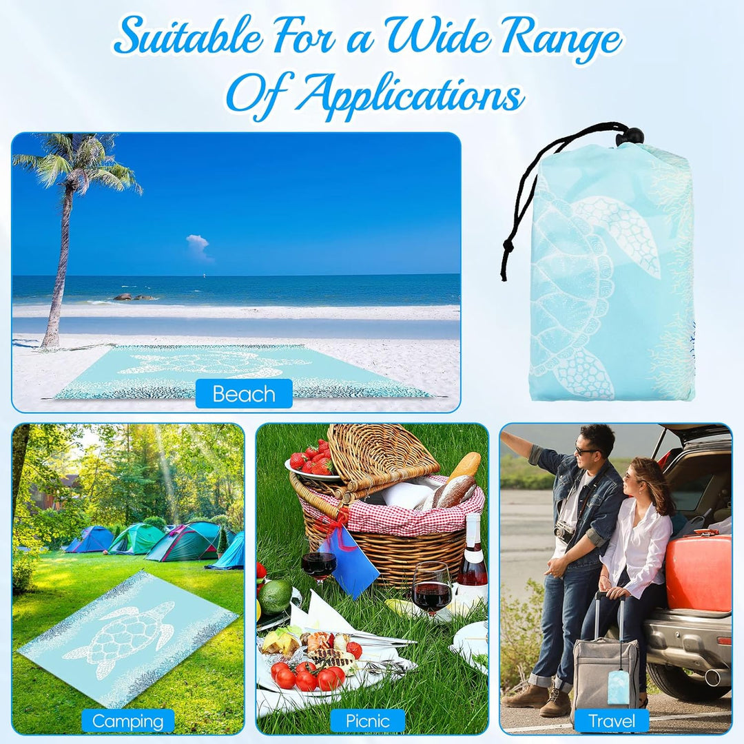 200X200cm Stranddecke Sandfrei Strandmatte Picknickdecke Sandfeste Sanddecke Sandmatte Strandtuch Pi