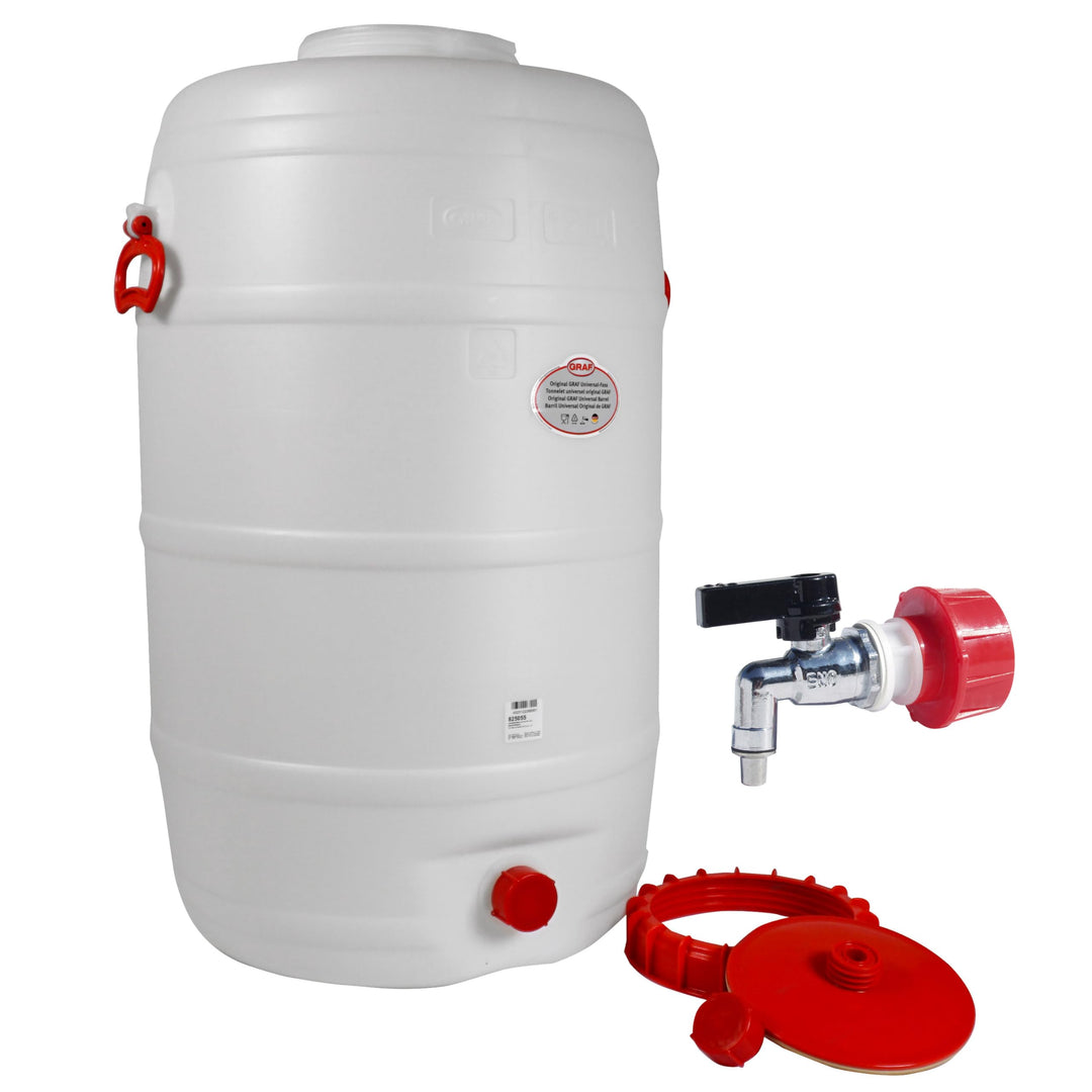 Graf Getränkefässer Saftfässer Kunststoffässer 10-500 Liter (Graf Getränkefass Rund 120 Liter mit Me