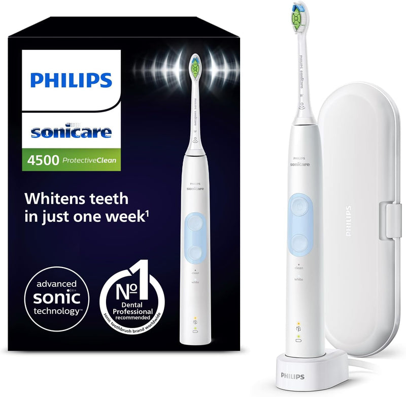 PHILIPS Sonicare ProtectiveClean 4500 elektrische Zahnbürste, Schallzahnbürste mit 2 Putzprogrammen,