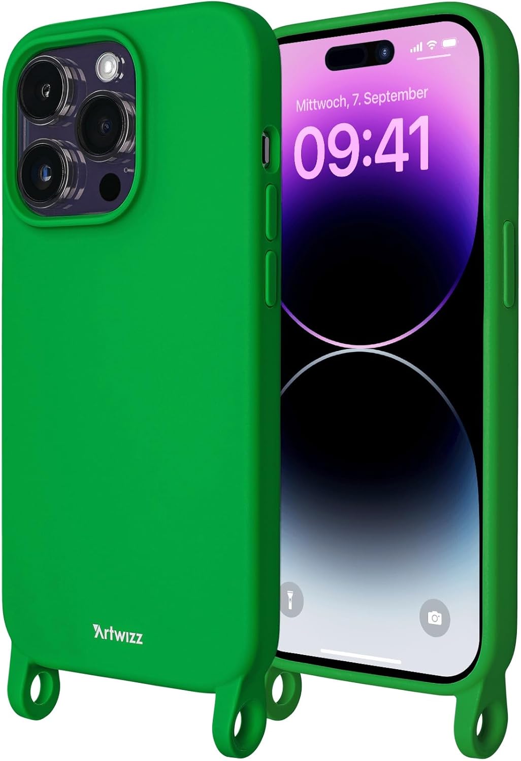Artwizz HangOn Case kompatibel mit iPhone 14 Pro - Elastische Schutzhülle aus Silikon als Handykette