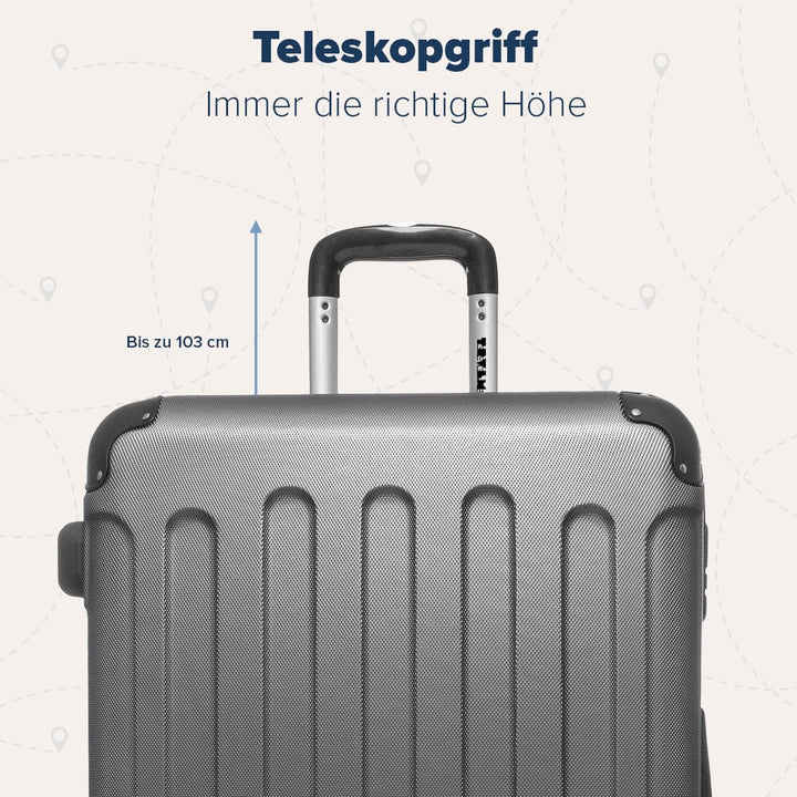 TRVLMORE Kofferset 3 Teilig Hartschale - Koffer & Trolleys Set - Reisekoffer Set 3 Teilig - Koffer S