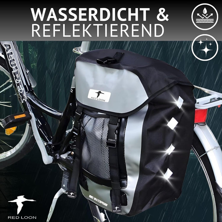 Red Loon 1 x robuste Fahrradtasche aus LKW-Plane – wasserdichte Packtasche für Gepäckträger in Silbe