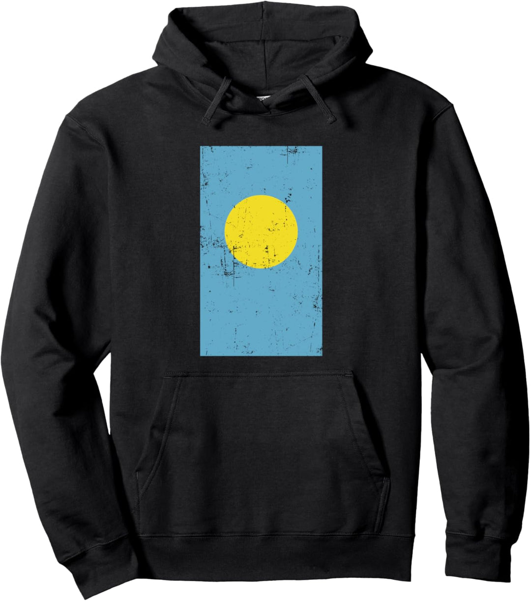 Palau Oceania Micronesia Ngerulmud Distressed Flag Pullover Hoodie