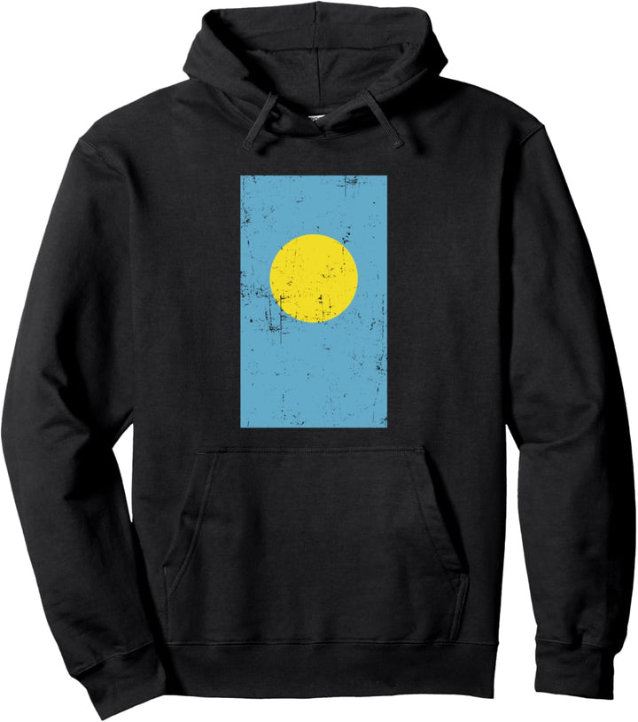Palau Oceania Micronesia Ngerulmud Distressed Flag Pullover Hoodie