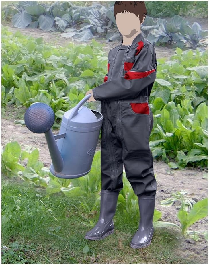 LMA ? Kombination von Arbeit Kinder, 2 Reissverschlüsse, Sonnenblume ? Zweifarbig Grau/Rot Taille 8A